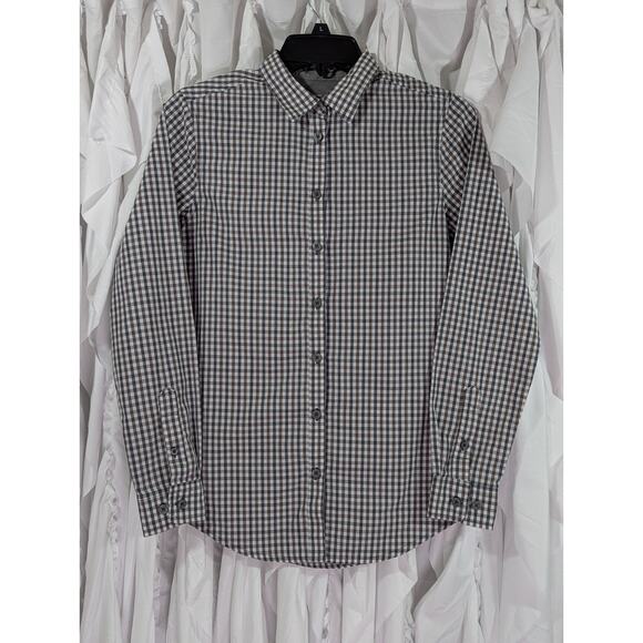 Chef Works Urban Collection Brown/White/Gray Gingham Long Sleeve Womens Size XS - Picture 1 of 10